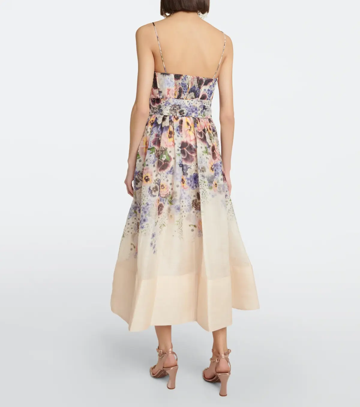 Zimmermann Tama Corset Linen and Silk Midi Dress Floral Size 1 / AU 10 - Image 2