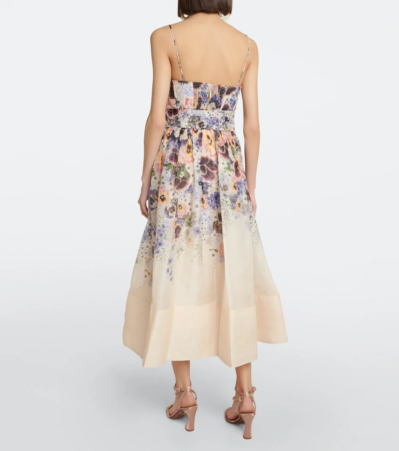 Zimmermann Tama Corset Linen and Silk Midi Dress Floral Size 1 / AU 10 - Image 2