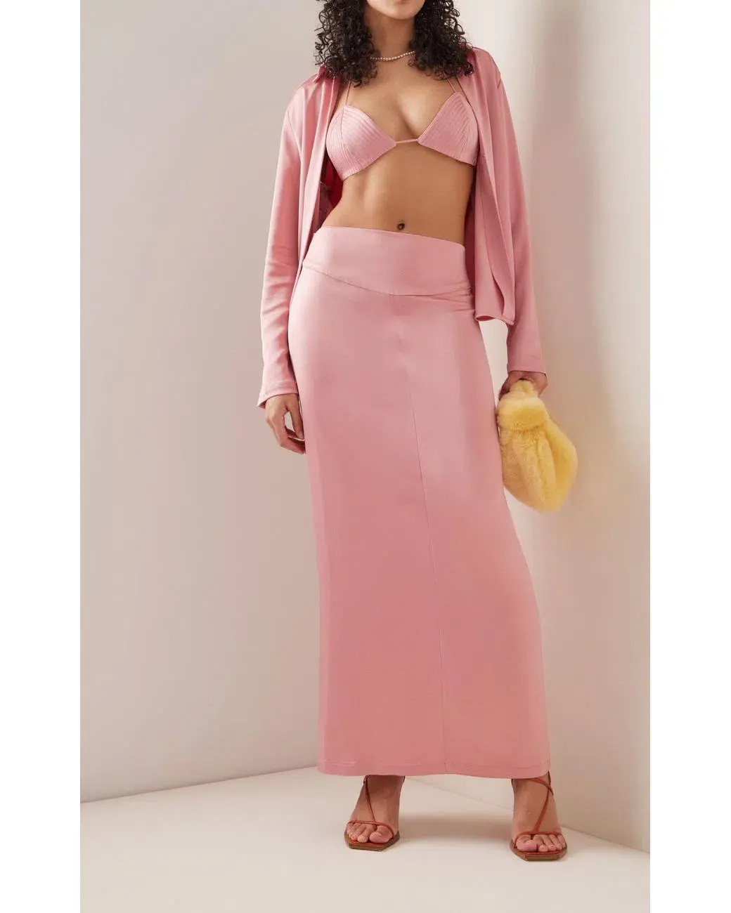 Paris Georgia Sateen Shirt, Marta Bra and Staple Skirt Set Pink Size 6 - Image 1