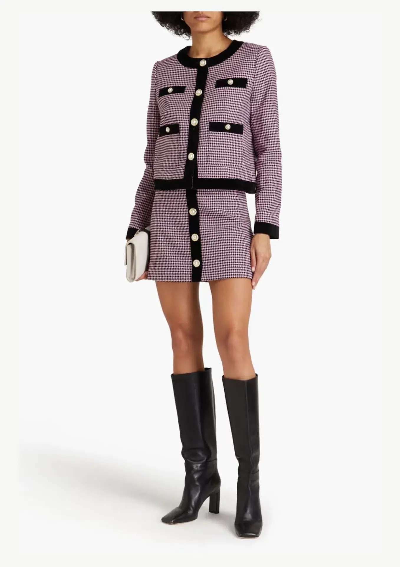 Rebecca Vallance Basinger Tweed Mini Skirt Print UK/AU 12 - Image 1