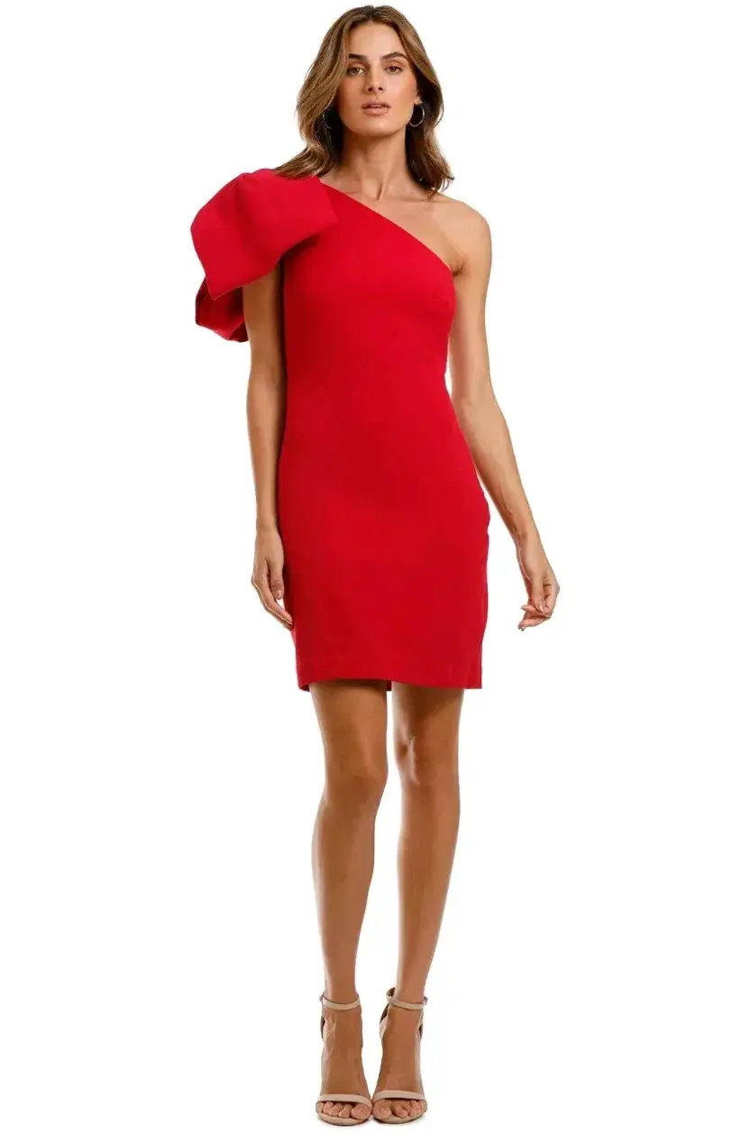 Rebecca Vallance Hamptons Bow Mini Dress Berry Size 8 - Image 1