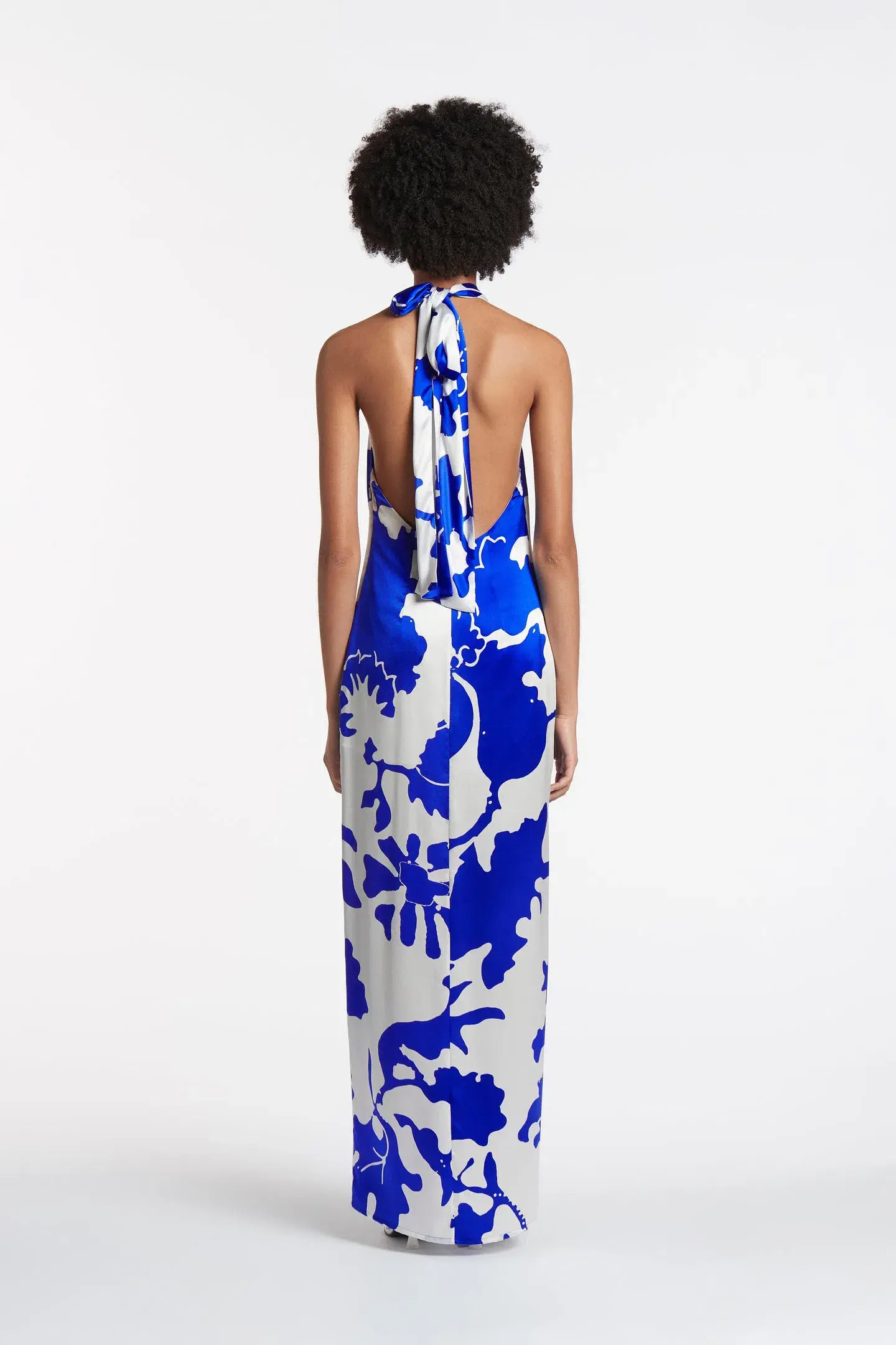 Sir the Label Esme Halter Silk Maxi Dress Blue Print Size 3 / AU 12 - Image 3