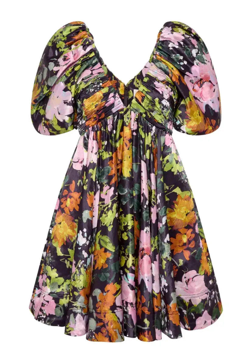 Aje Gabrielle Plunge Mini Dress Midnight Floral Size 10 - Image 3
