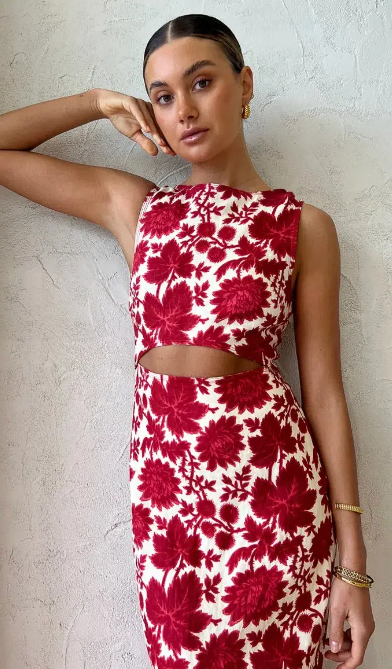 Sir the Label Cinta Cut Out Midi Dress Floral Size 1 / AU 8 - Image 2