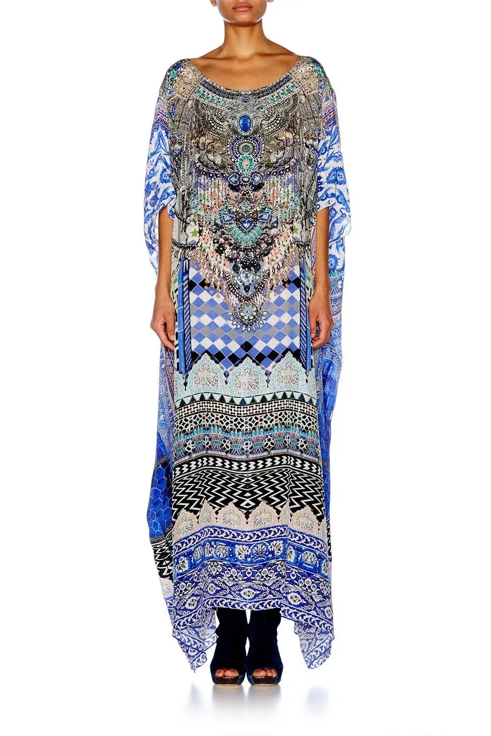 Camilla Courtyard of Maidens Round Neck Kaftan Print One Size - Image 1