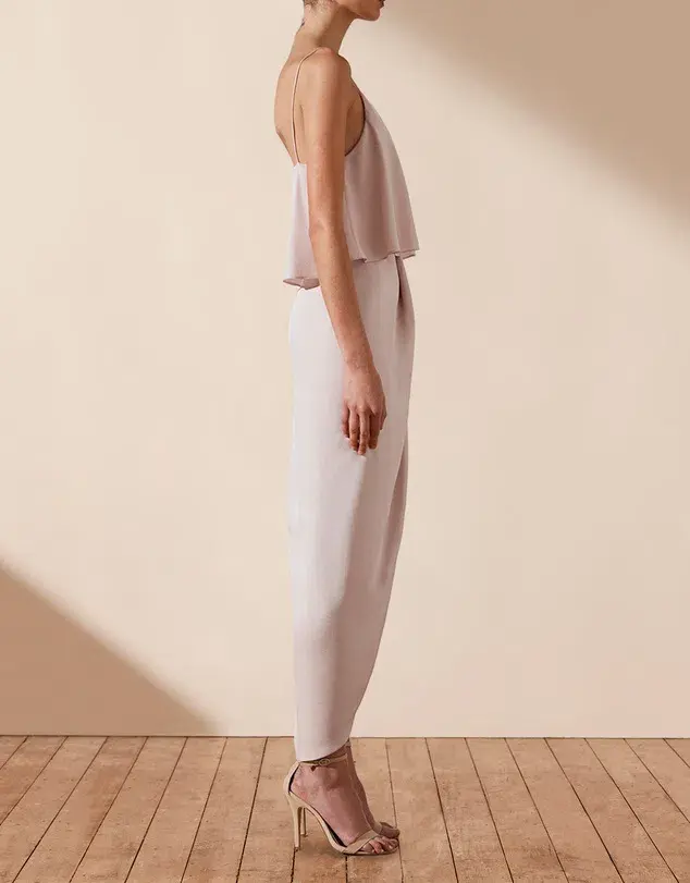 Shona Joy Luxe Draped Cocktail Frill Dress Porcelain Size 16 - Image 3