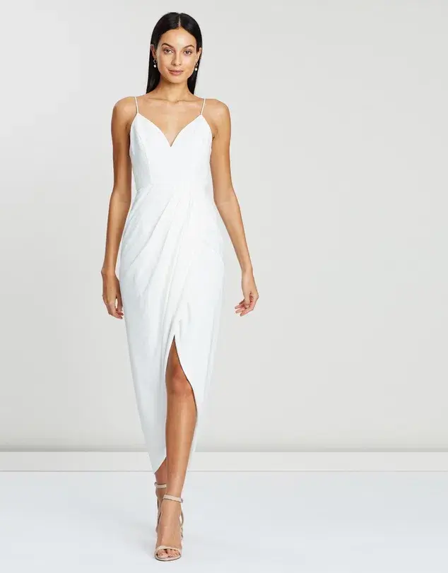Shona Joy Core Cocktail Draped Maxi Dress White Size 14 - Image 1