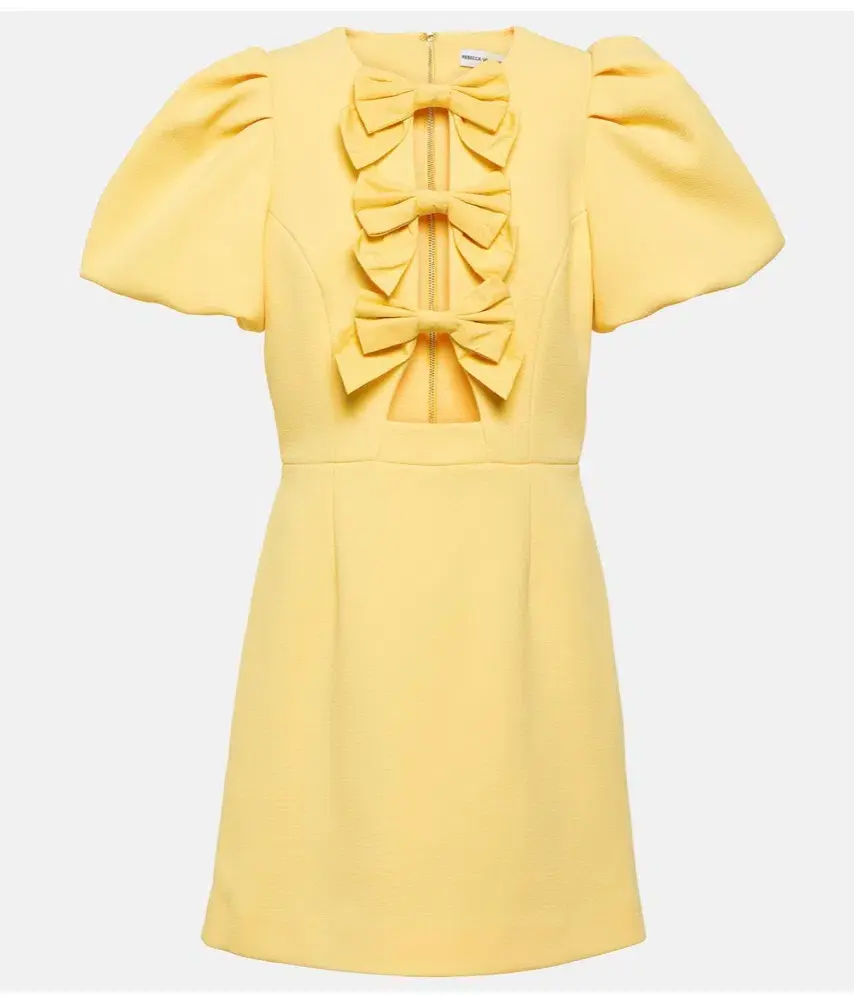 Rebecca Vallance  Chloe Bow Mini Dress  Lemon Yellow Size 8 - Image 5