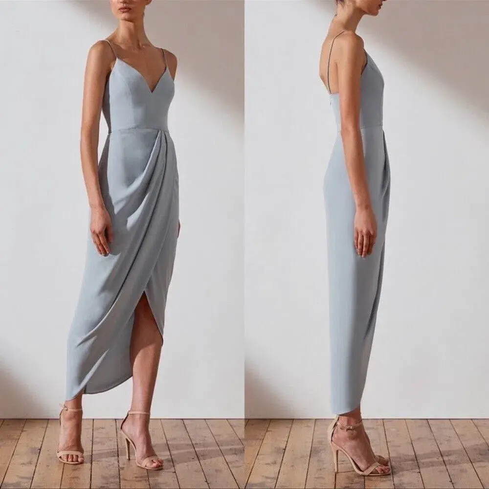 Shona Joy Core Cocktail Draped Maxi Dress Powder Blue Size 16 - Image 2