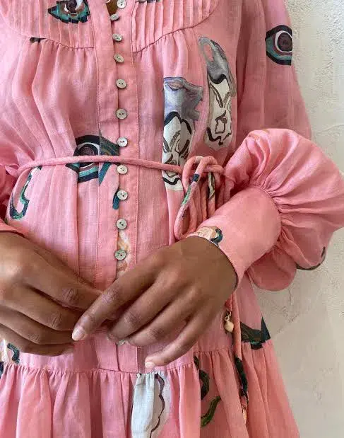 Alemais Cleo Smock Mini Dress in Pink Size 8 for rent on The Volte - main image