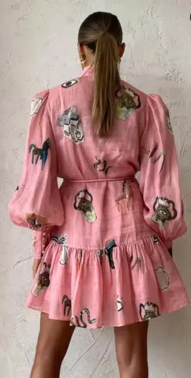 Alemais Cleo Smock Mini Dress in Pink Size 8 - Image 2