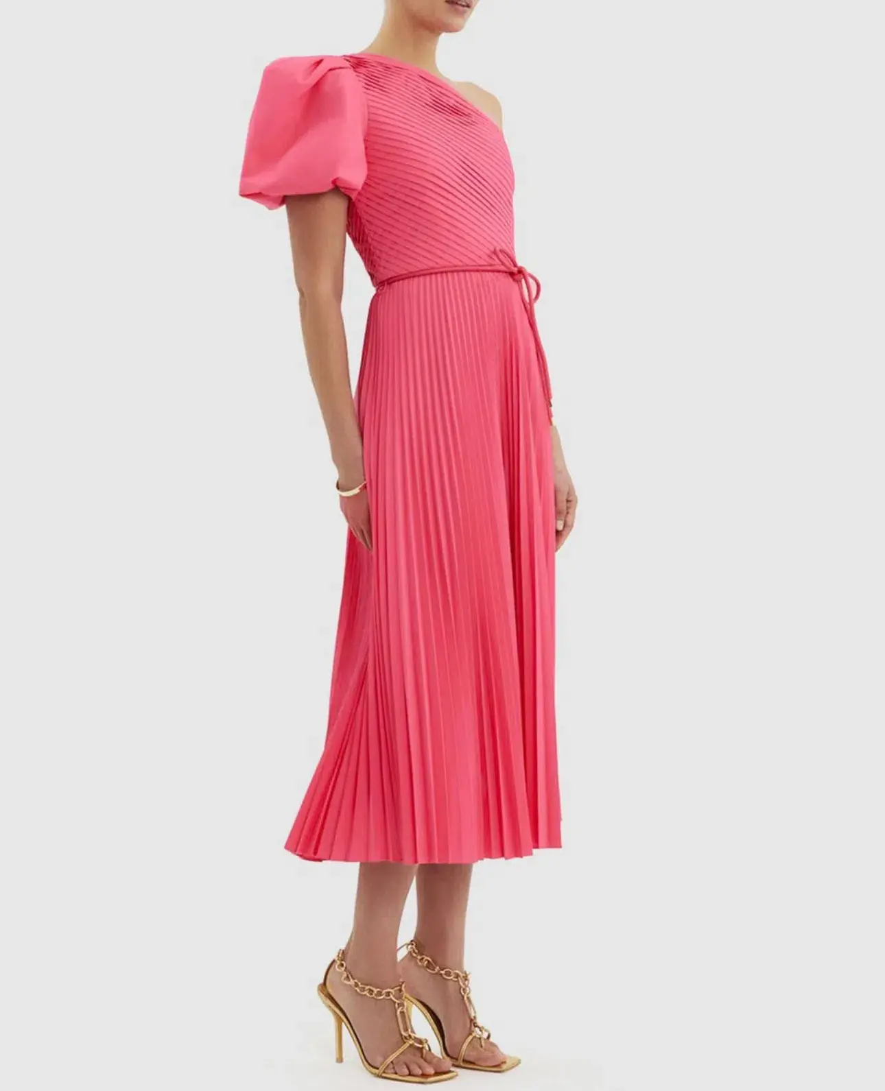 Rebecca Vallance  Rosa One Shoulder Midi Dress  Pink Size 12 - Image 4