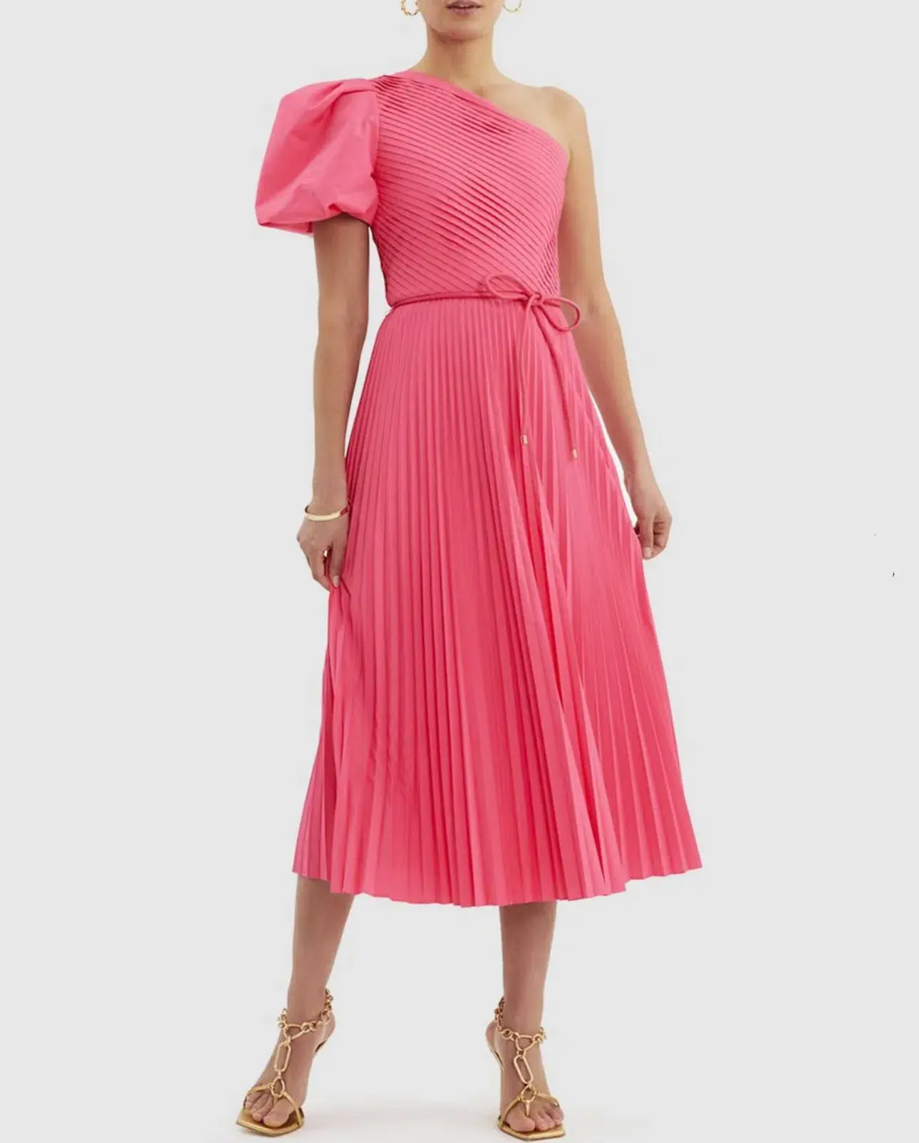 Rebecca Vallance  Rosa One Shoulder Midi Dress  Pink Size 12 - Image 1