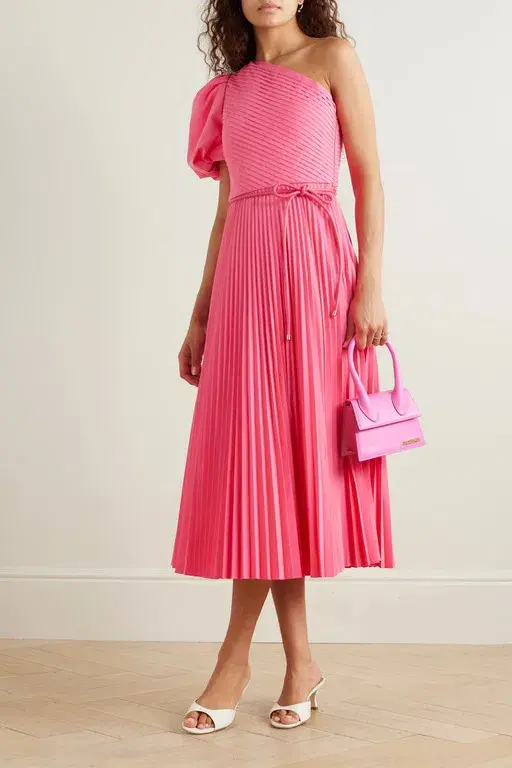 Rebecca Vallance  Rosa One Shoulder Midi Dress  Pink Size 12 - Image 5