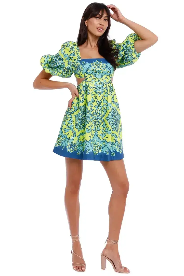 Zimmermann Nina Cut Out Mini Dress Lime Size 12 - Image 1