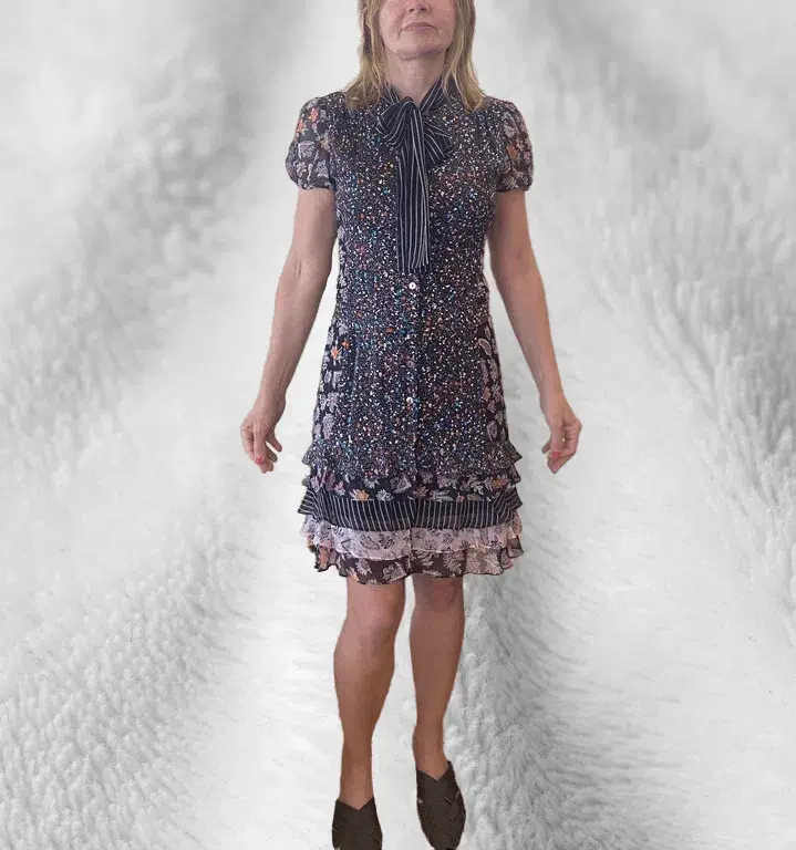 Diane Von Furstenberg Silk Knee Length Button Up Dress Multi Size 6 - Image 1