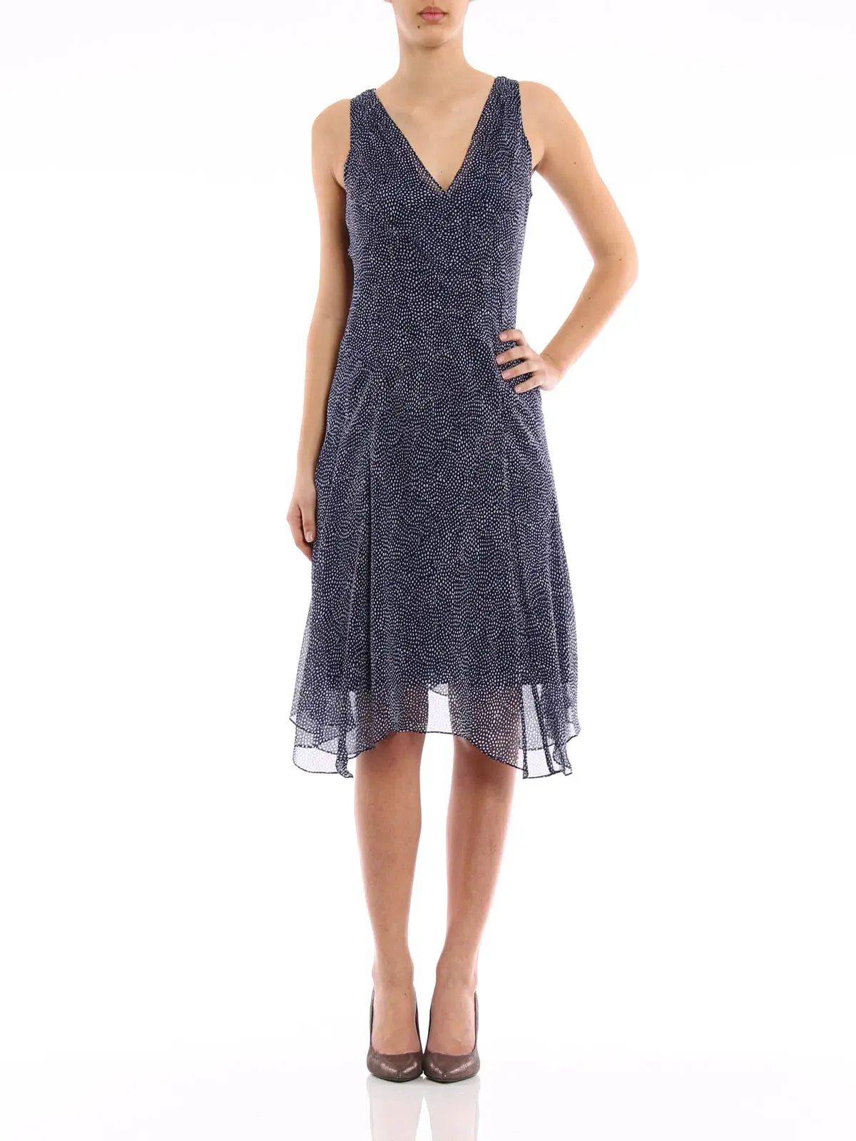 Diane Von Furstenberg Dita Silk Knee-Length Dress  Blue/White Size 10 - Image 1