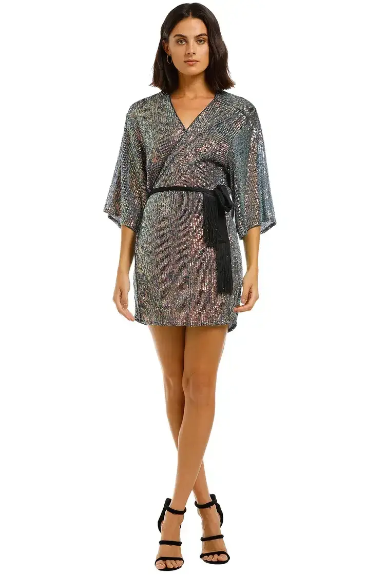Winona Fantasia Wrap Dress Blue Multi Size 10 - Image 1