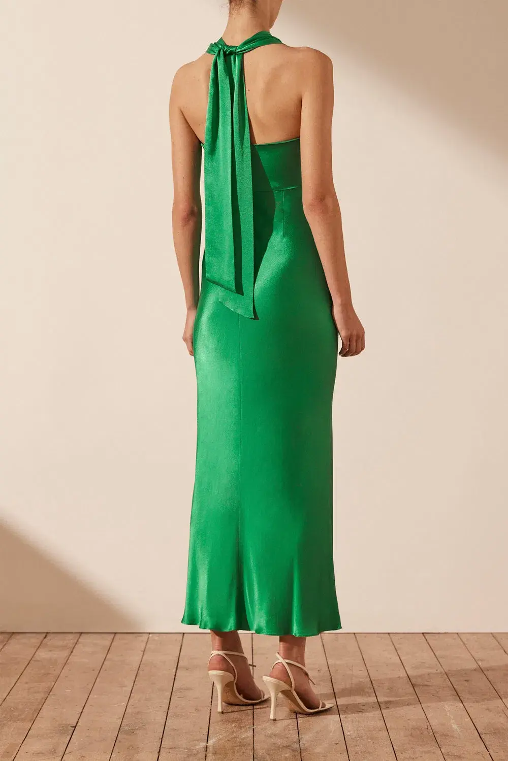 Shona Joy Lana Ruched Halter Midi Dress in Tree Green Size 10  - Image 4