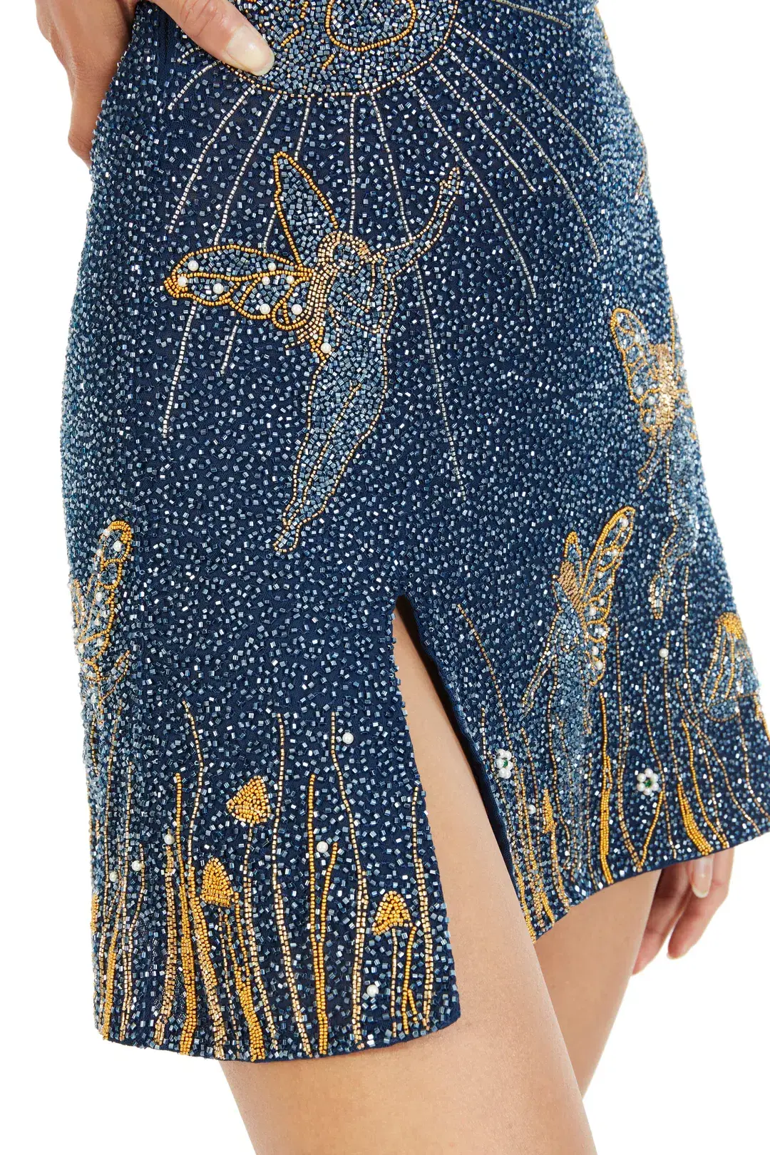 Clio Peppiatt Midnight Dress Navy Sequin Size XS/Au 6 - Image 3