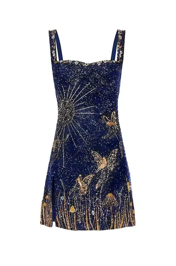 Clio Peppiatt Midnight Dress Navy Sequin Size XS/Au 6 - Image 7
