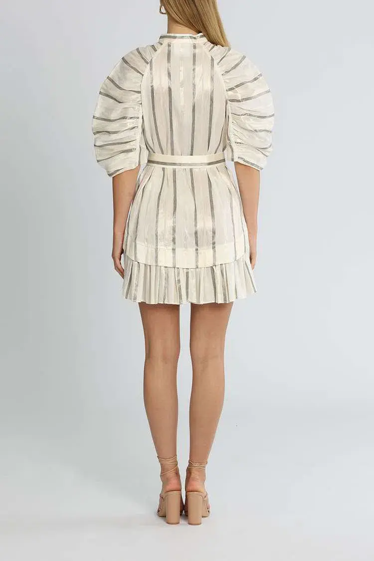 Acler Leighton Mini Dress Ivory Print Size 8 - Image 3
