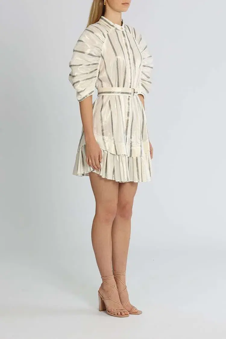 Acler Leighton Mini Dress Ivory Print Size 8 - Image 2
