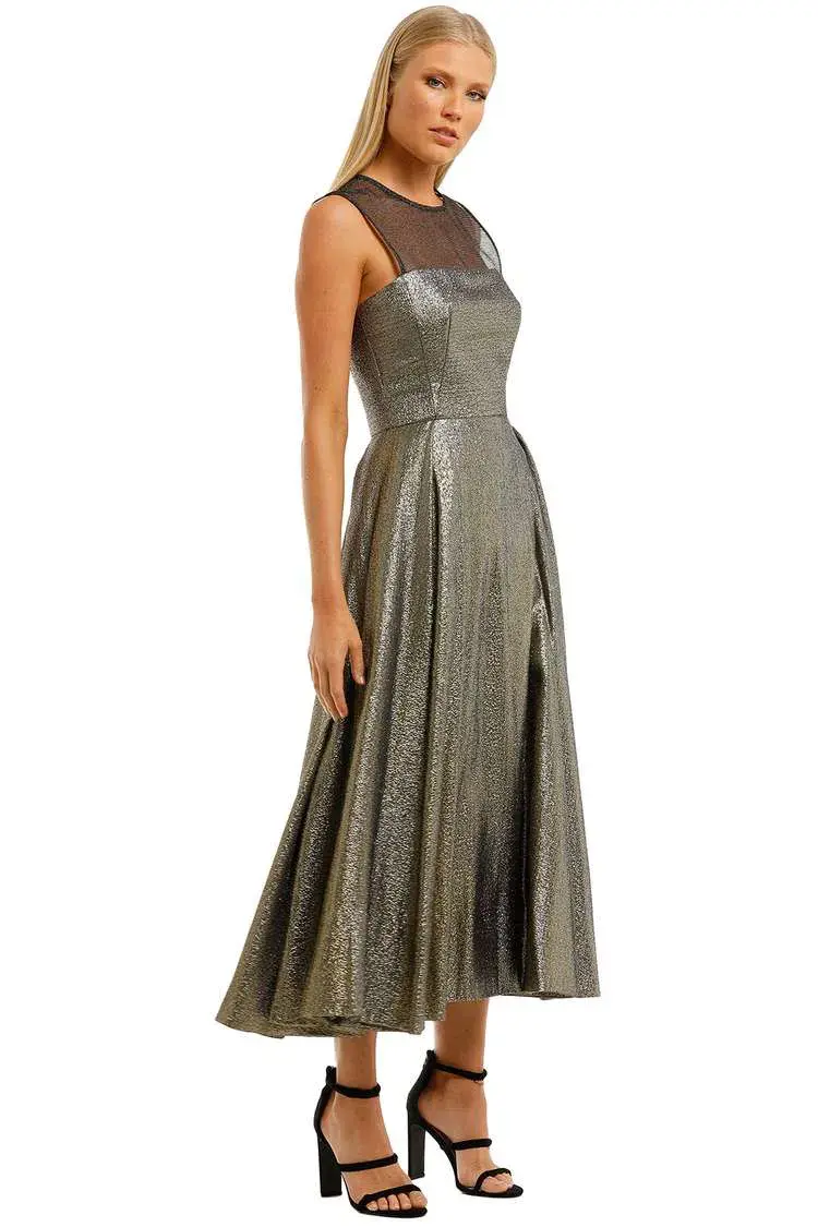 Aurelio Costarella  Katrine Noir Dress Gold Size 8 - Image 2