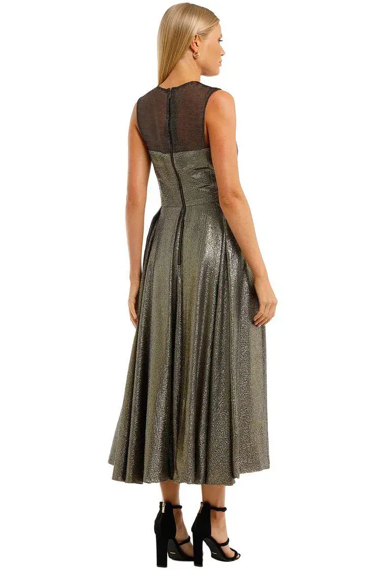 Aurelio Costarella  Katrine Noir Dress Gold Size 8 - Image 3