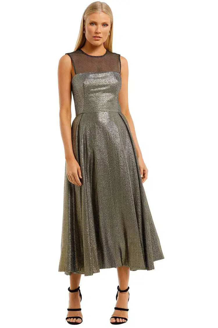 Aurelio Costarella  Katrine Noir Dress Gold Size 8 - Image 1