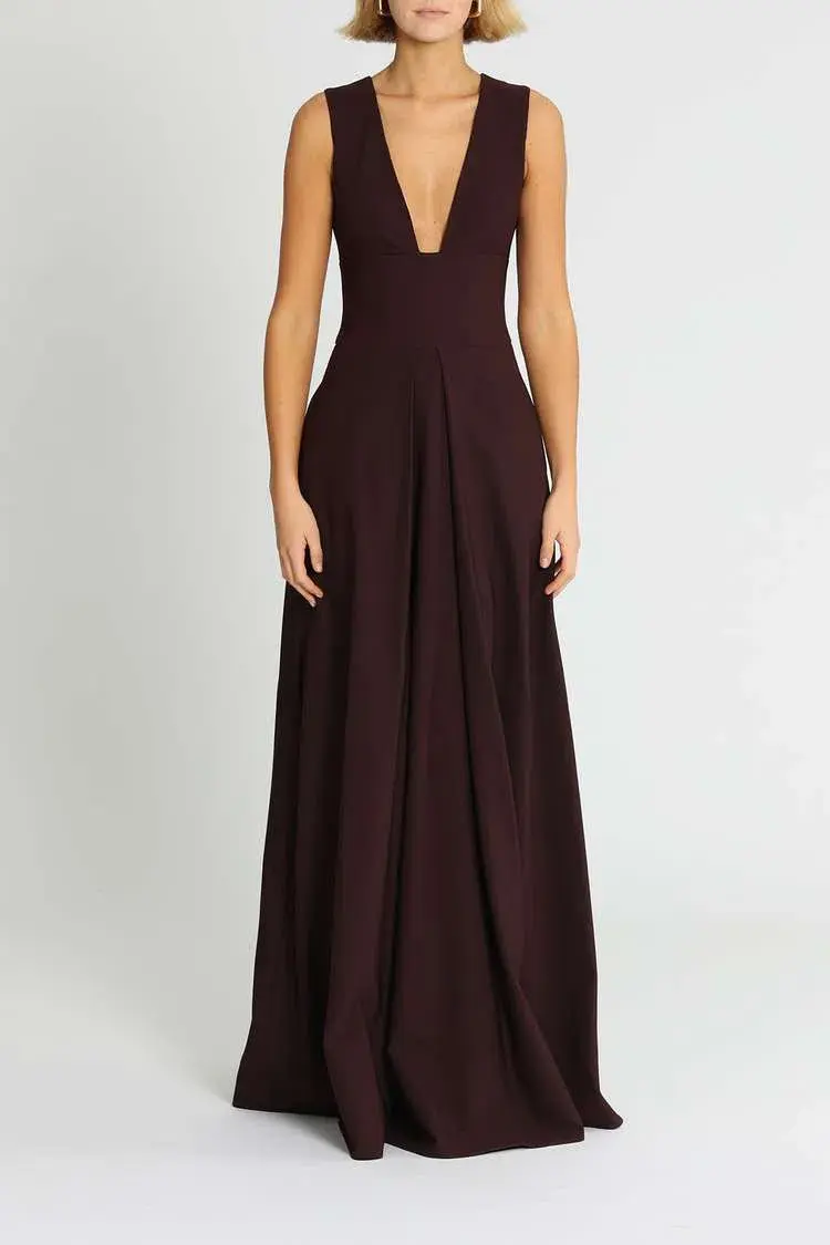 Aurelio Costarella Sandrine Gown Brown Burgundy Size 8 - Image 1