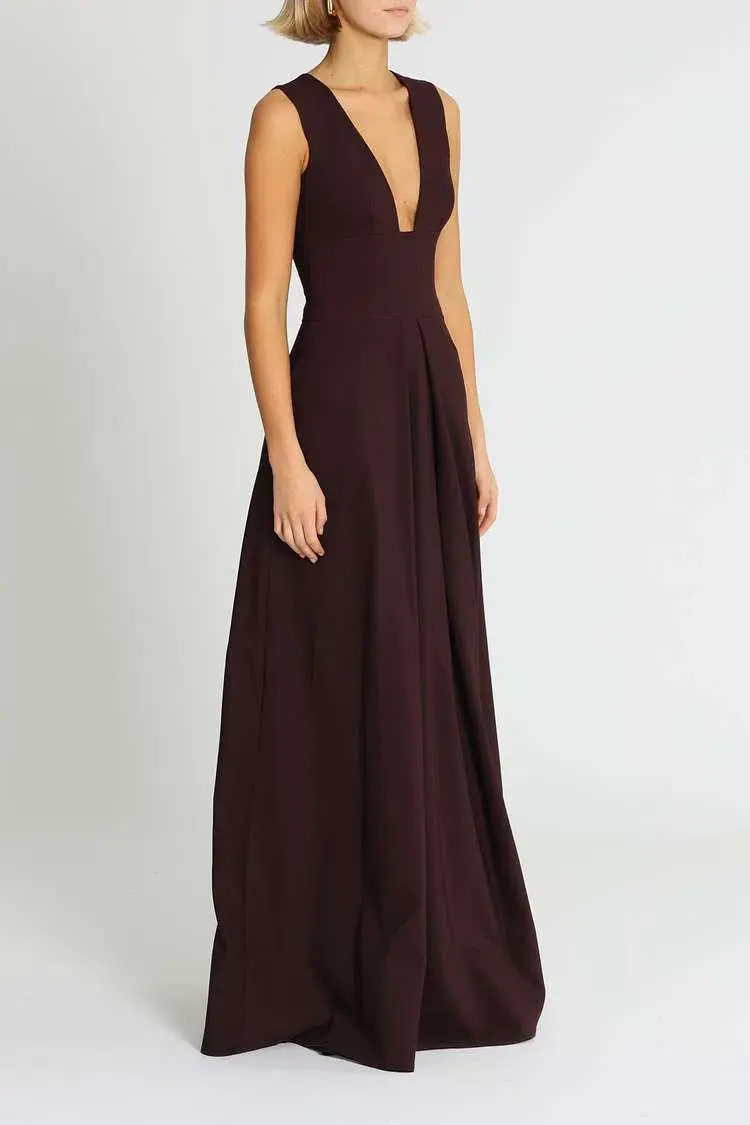 Aurelio Costarella Sandrine Gown Brown Burgundy Size 8 - Image 2