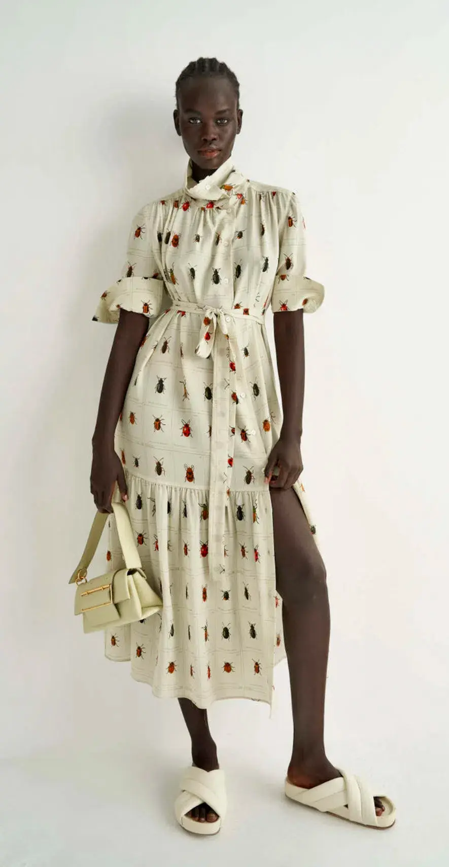 Oroton Beetle Print Dress in Cream Size 10 - Image 1