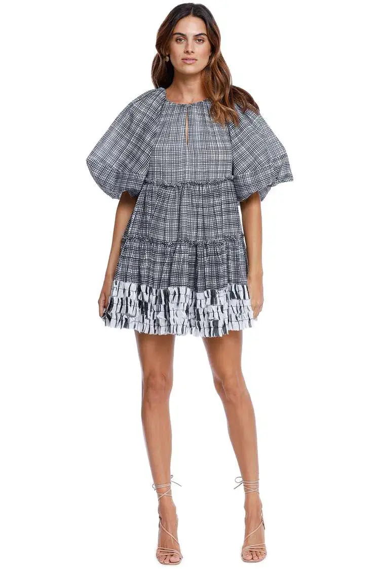 AJE Memento Smock Mini Dress Black and White Size 12 - Image 1