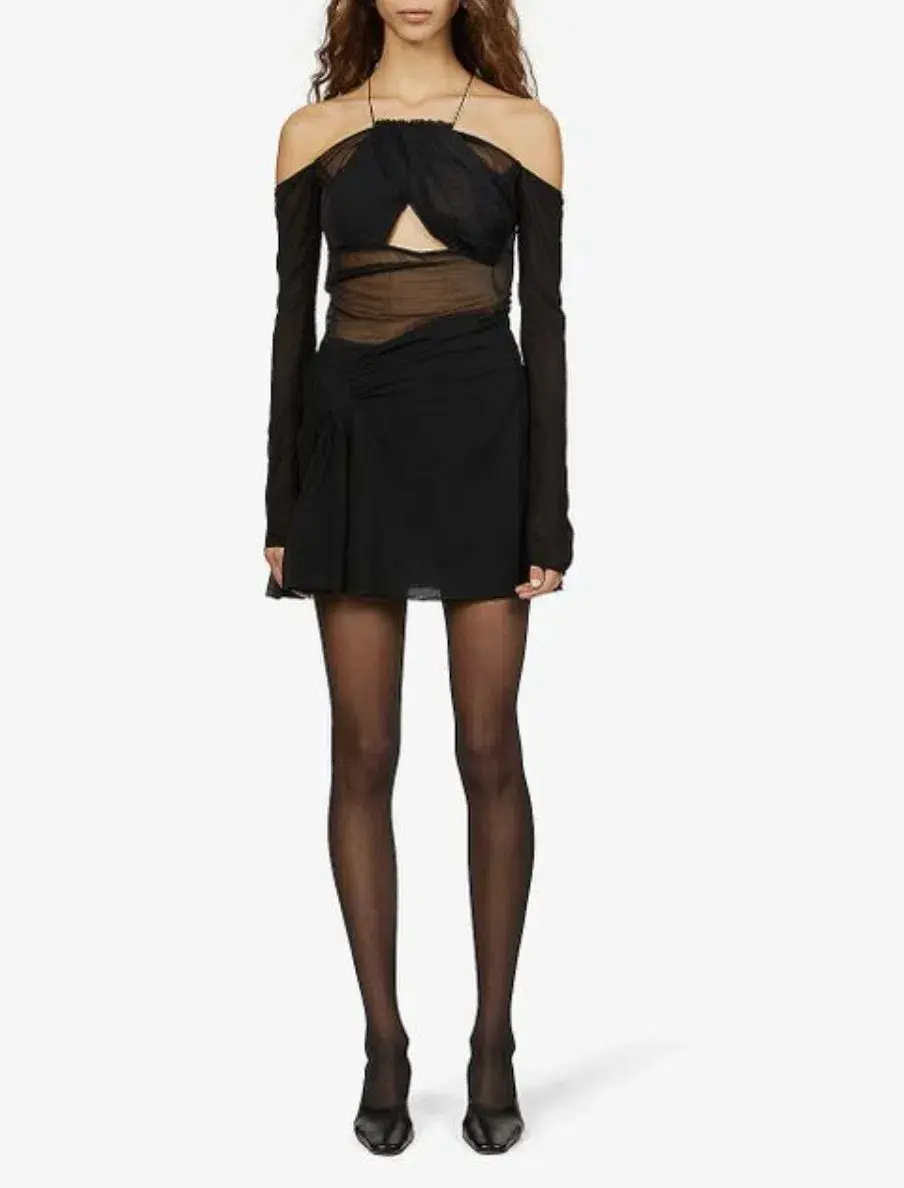 Nensi Dojaka Halterneck Sei-Sheer Ini Dress Black Size 8 - Image 1