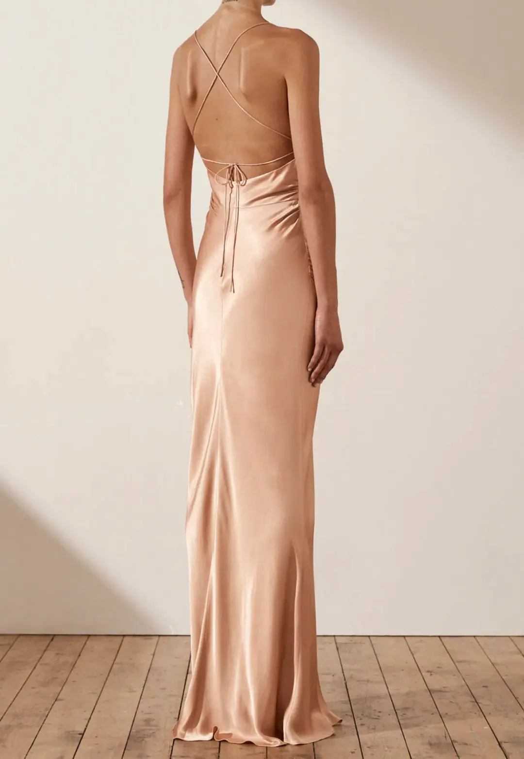 Shona Joy La Lune Lace Back Maxi Dress Desert Rose Size 10 for rent on The Volte - main image