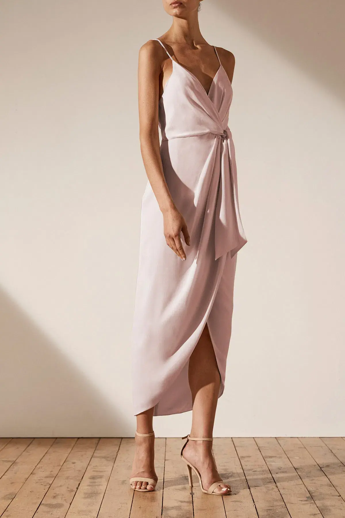 Shona Joy Luxe Tie Front Cocktail Dress Porcelain Size 10 - Image 2
