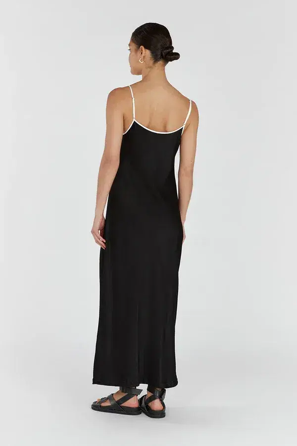Dissh Letty Black Satin Contrast Dress Size 6 - Image 3