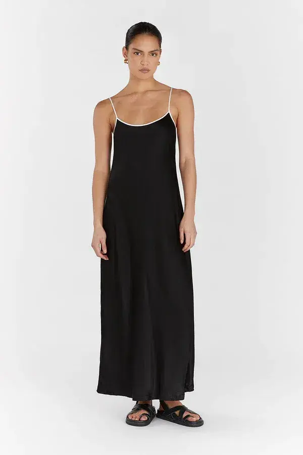 Dissh Letty Black Satin Contrast Dress Size 6 for rent on The Volte - main image