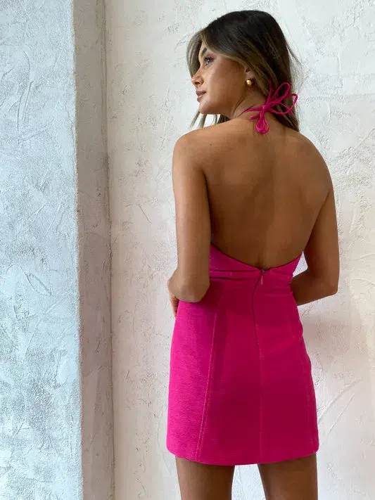 Manning Cartell Electric Avenue Mini Halter Dress Pink Size L /Au 10 - Image 2