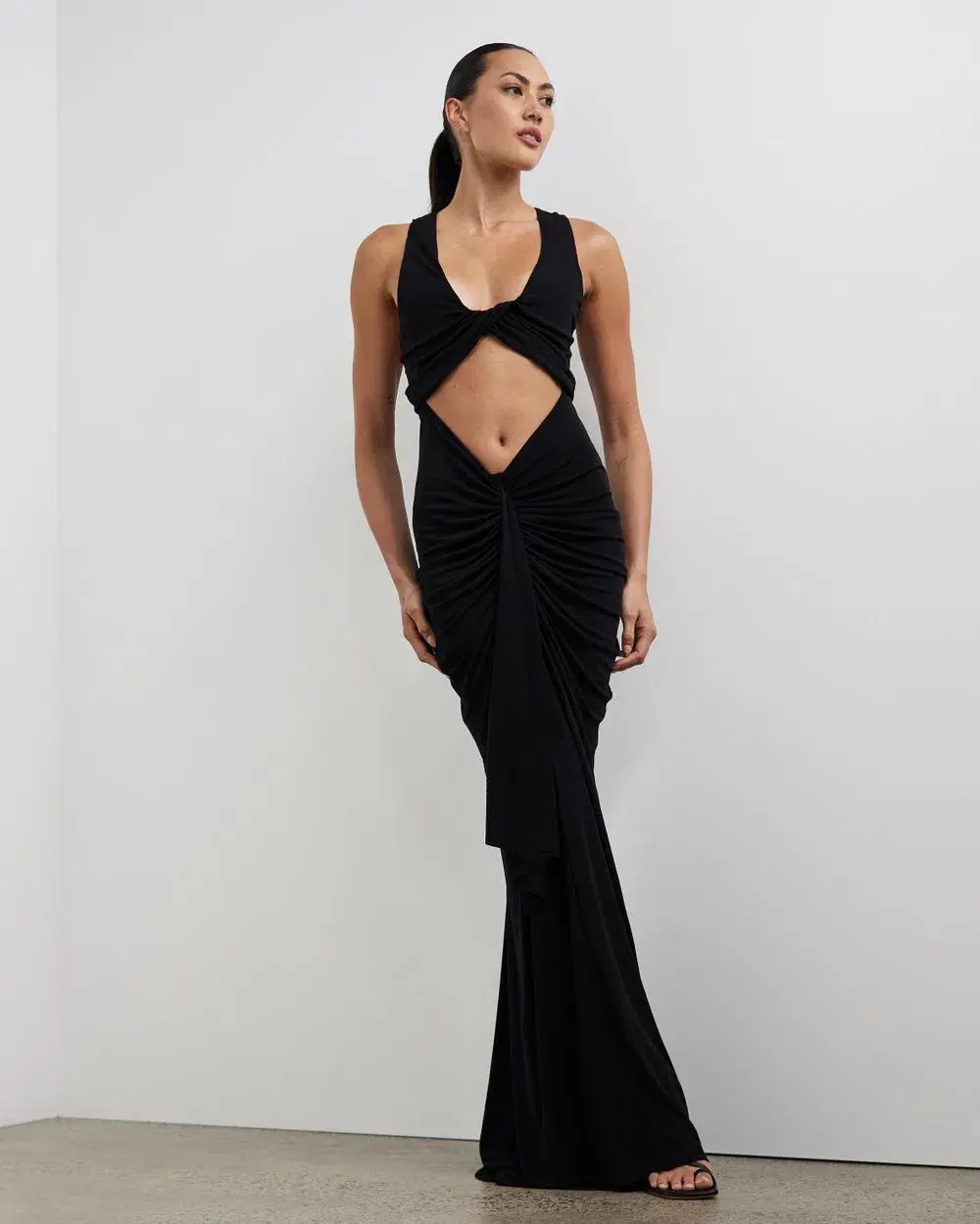 Christopher Esber Vivenda Drapé Front Dress Black Size 10 - Image 1