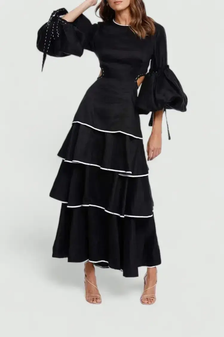 AJE Gracious Cut Out Dress in Black Size 8 for rent on The Volte - main image