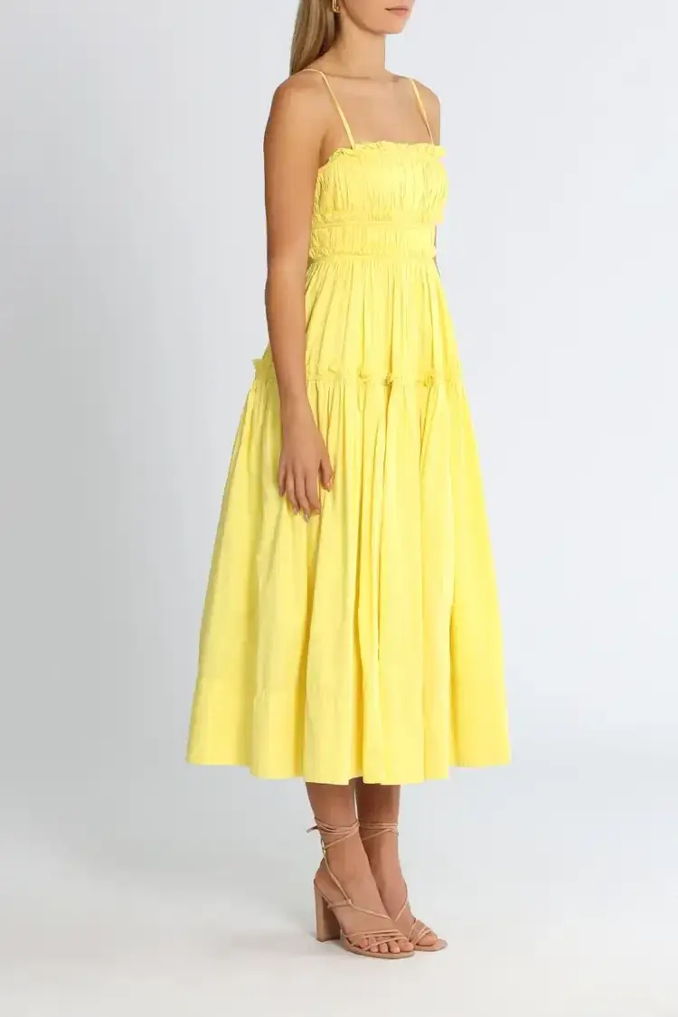 AJE Romance Midi Dress in Yellow Size 12 - Image 2