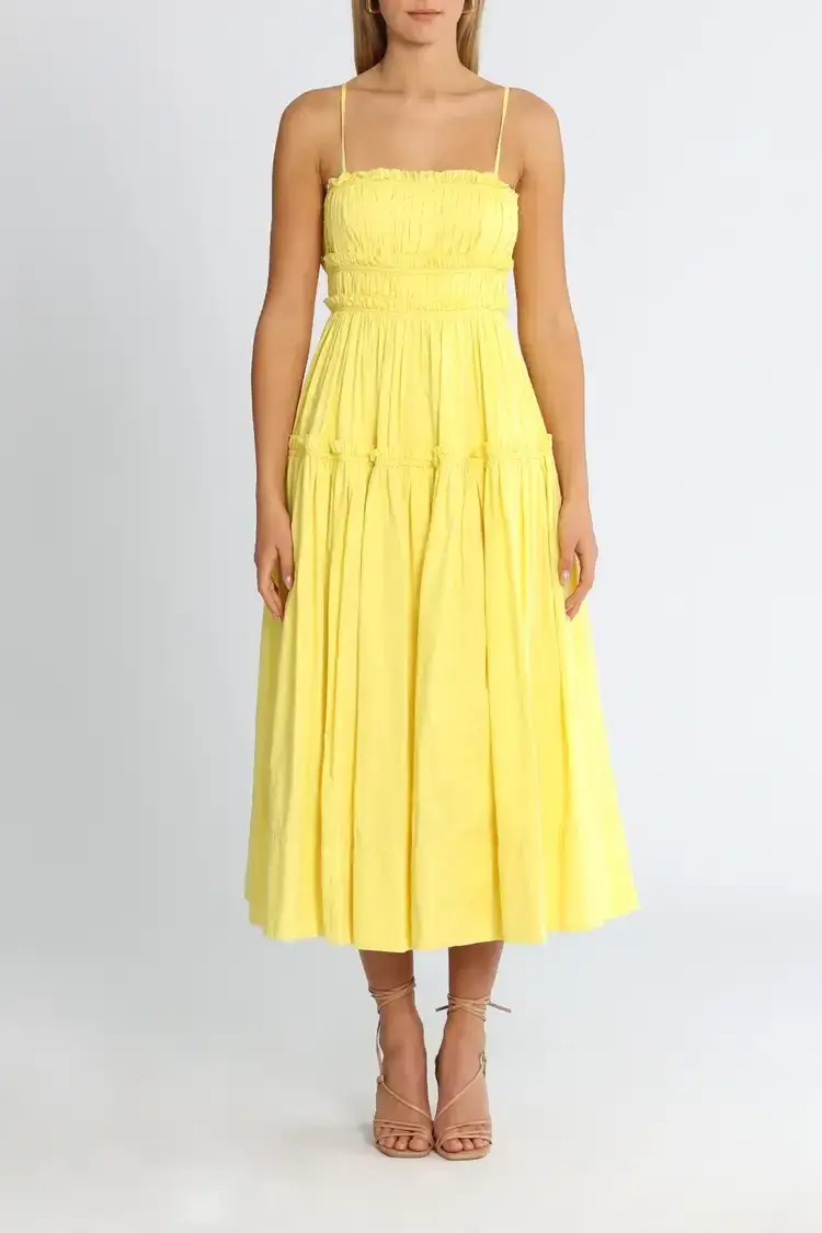 AJE Romance Midi Dress in Yellow Size 12 for rent on The Volte - main image