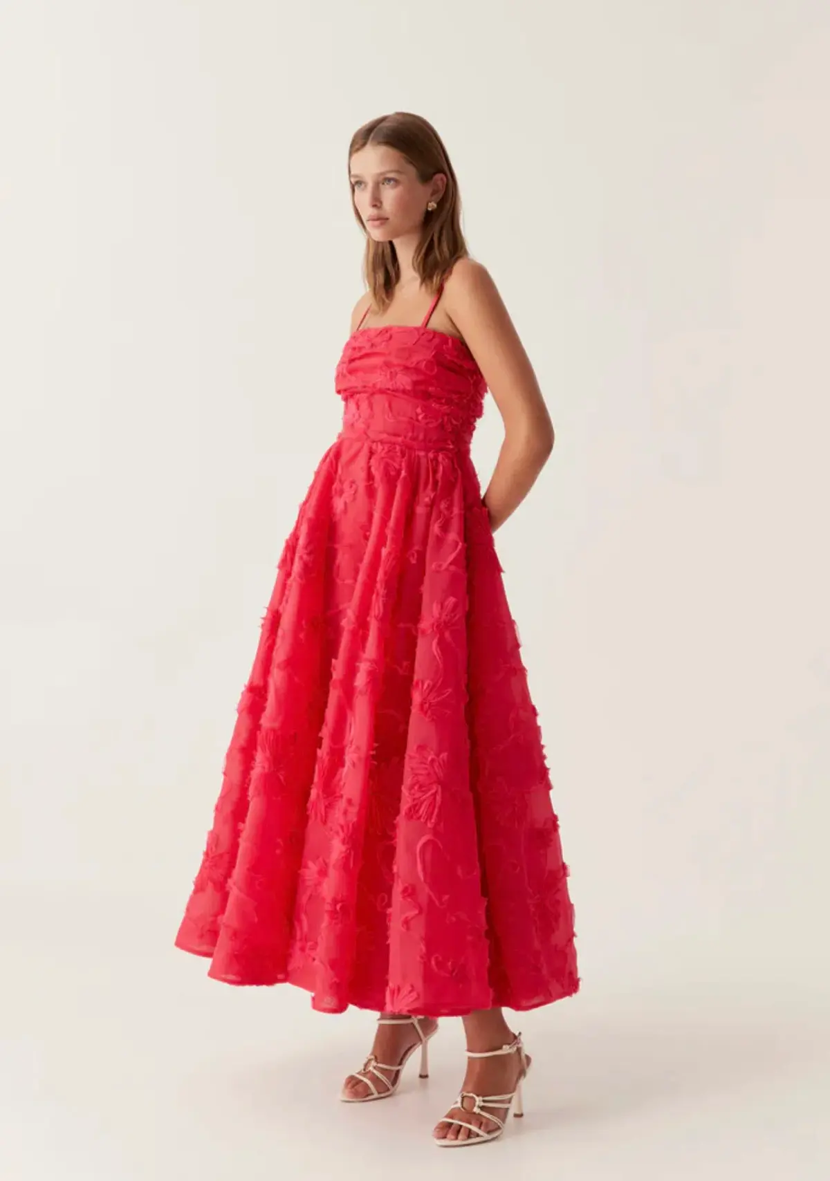 Aje Evangeline Cornelli Maxi Dress Bougainvillea Red Size 10 - Image 2