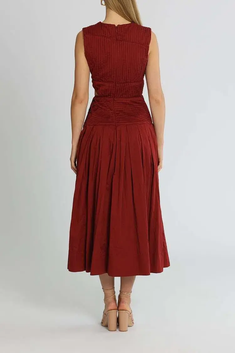 AJE  Cascade Cut Out Dress Burgundy Size 8 for rent on The Volte - main image