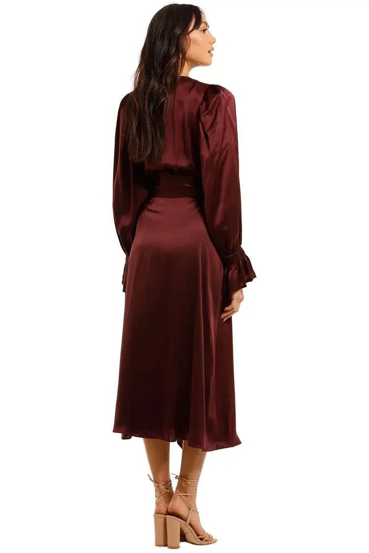 Ginger & Smart Molten Wrap Dress in Burgundy Size 12 for rent on The Volte - main image