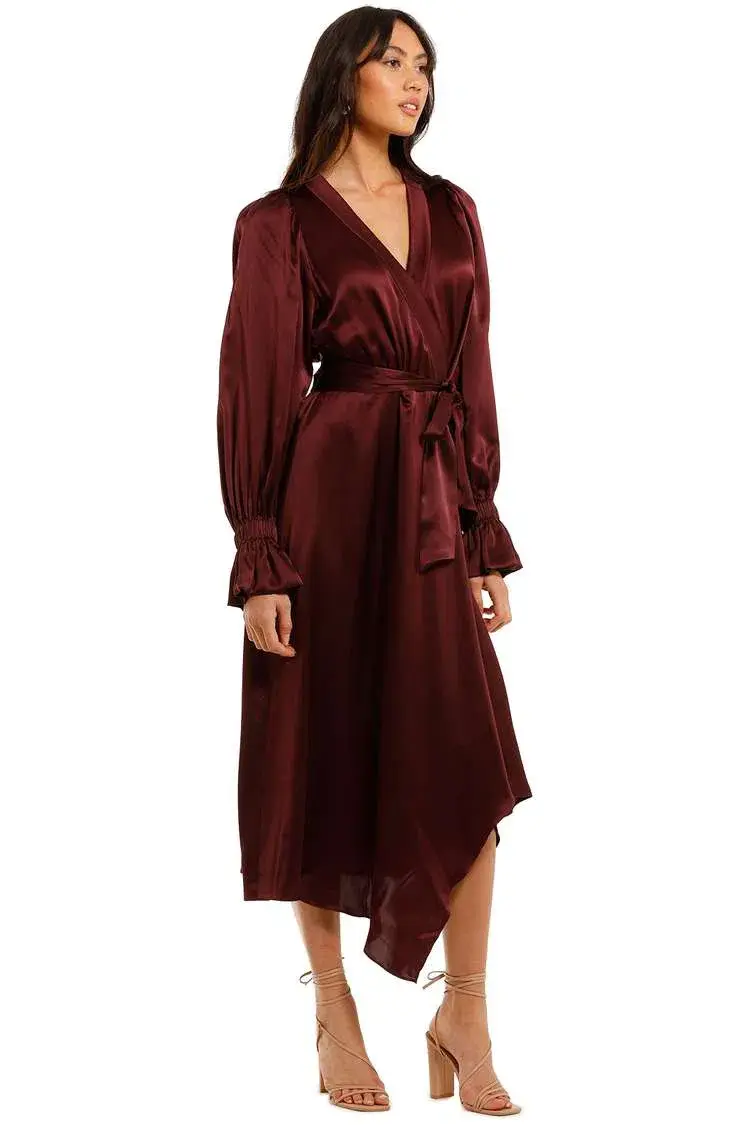 Ginger & Smart Molten Wrap Dress in Burgundy Size 12 - Image 3