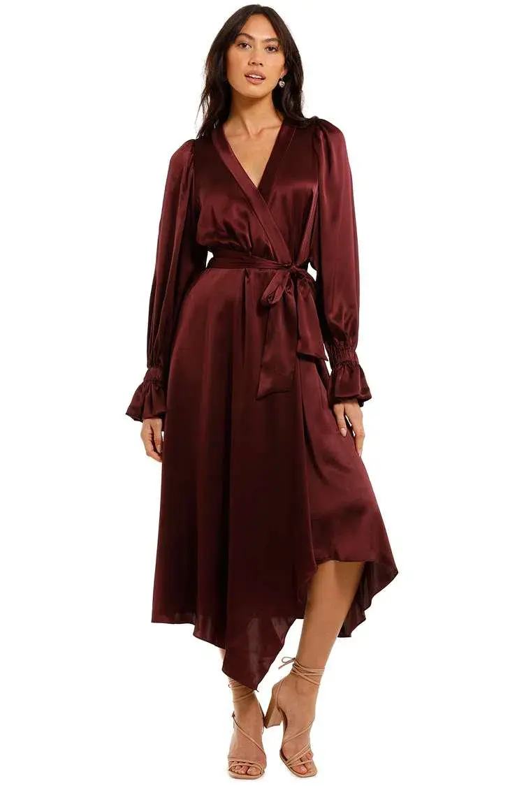 Ginger & Smart Molten Wrap Dress in Burgundy Size 12 - Image 4