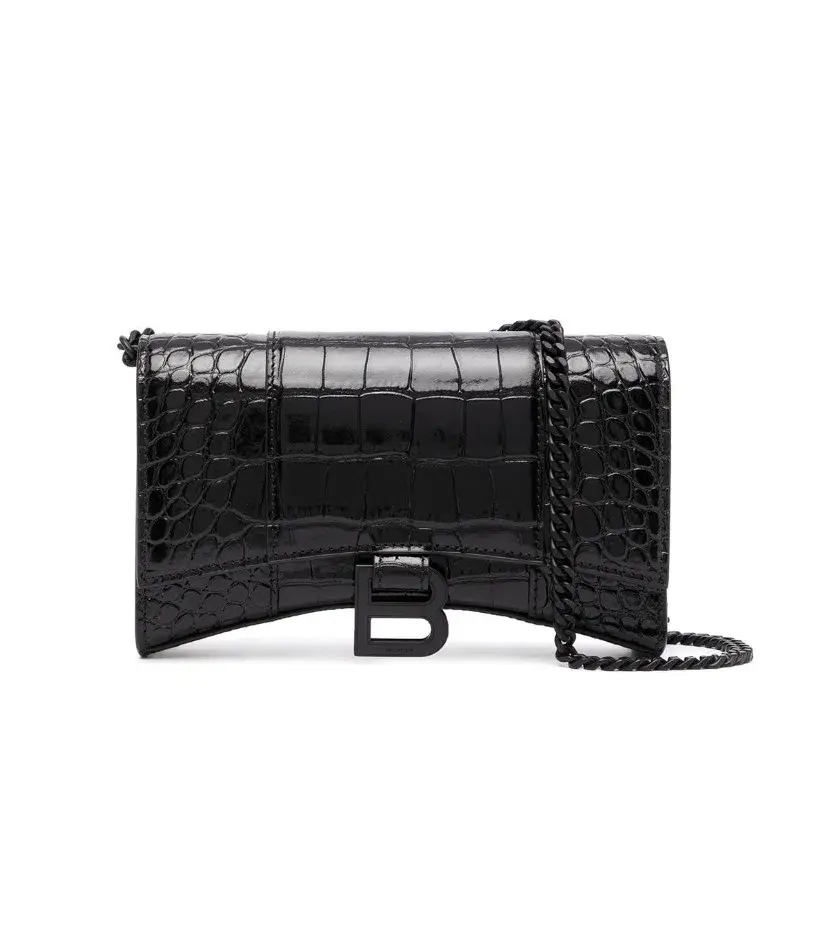 Balenciaga Hourglass Crocodile-effect Handbag - Image 1